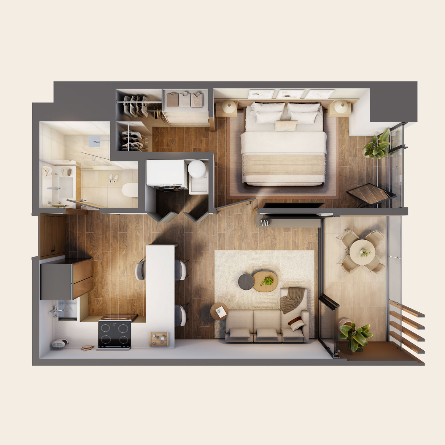 1 Habitación - 48 m2